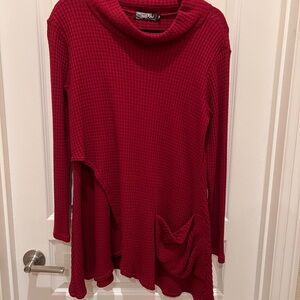 SYMPLI Cranberry Red Long Sleeve Tunic